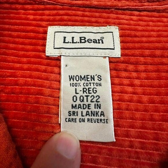 L.L. Bean orange cottage core corduroy button front shirt‎ size large - Picture 2 of 4